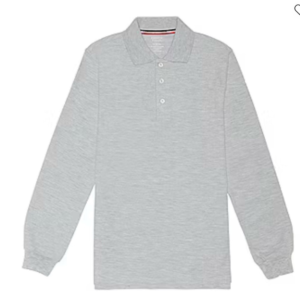 French Toast Boys Long Sleeve Boxy Fit Polo Shirt Heather grey size M. - Picture 2 of 4